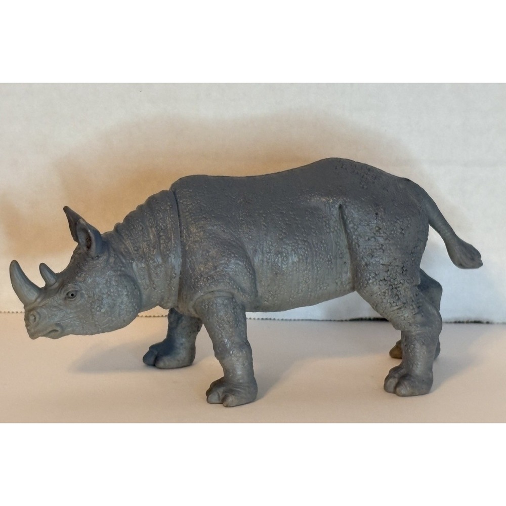 Vintage Heavy PVC Rhinoceros Figurine Toy Grey Rhino Safari Animal Diorama